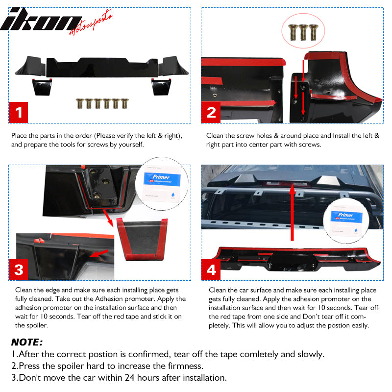 IKON MOTORSPORTS, Rear Roof Spoiler Compatible With 2009-2014 Ford F-150 All Cab & Bed Size IKON Style ABS Top Roof Spoiler Wing