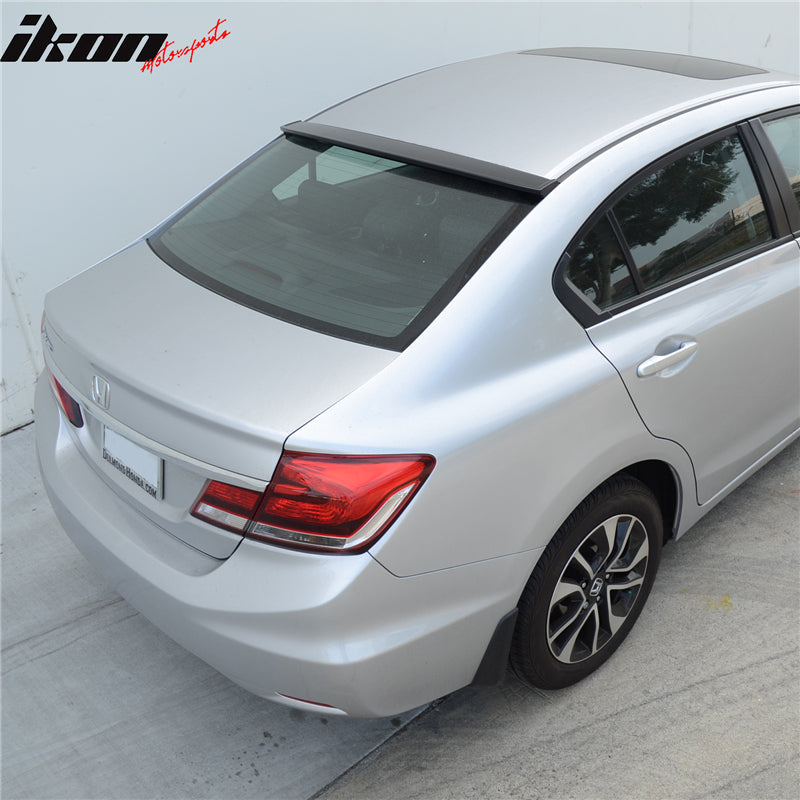 IKONMOTORSPORTS, Roof Spoiler Compatible With 2006-2015 Honda Civic, IKON Style PP Unpainted Rear Spoiler Wind Visor Wing, 2007 2008 2009 2010 2011 2012 2013 2014