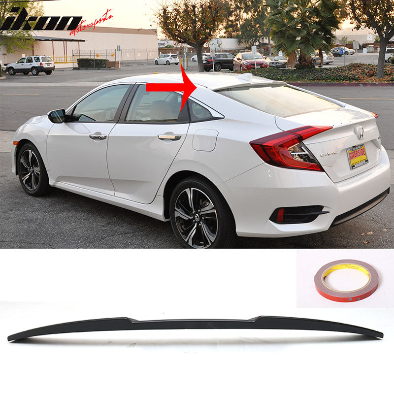 Fits 16-21 Honda Civic 10th Gen Sedan 4Dr OE Trunk Spoiler + IKON Roof Spoiler