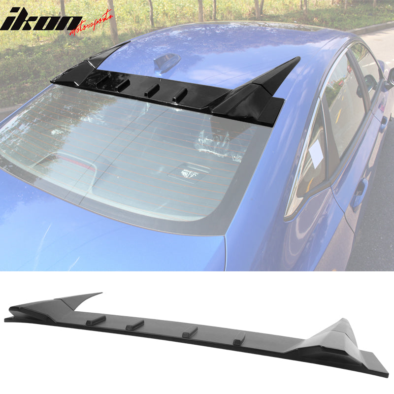 IKON MOTORSPORTS, Roof Spoiler Compatible With 2022 Honda Civic 11th Gen 4-Door Sedan, Type R ABS Plastic Rear Window Visor Spoiler Wing