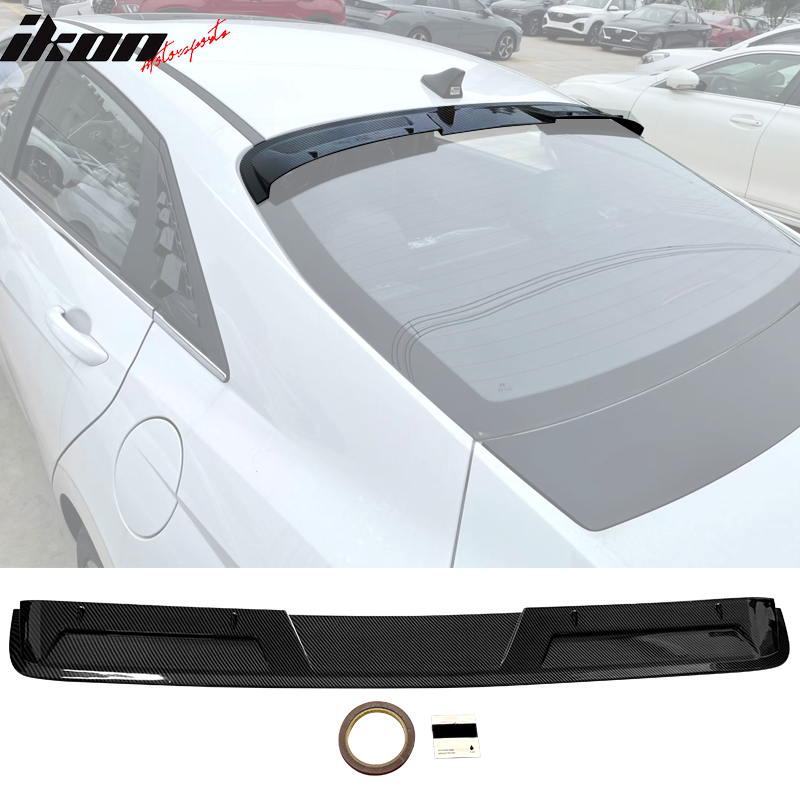 IKON MOTORSPORTS, Roof Spoiler Compatible With 2021-2022 Hyundai Elantra 4-Door Sedan, ABS Plastic Rear Window Roof Spoiler Visor