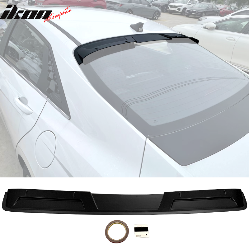 IKON MOTORSPORTS, Roof Spoiler Compatible With 2021-2022 Hyundai Elantra 4-Door Sedan, ABS Plastic Rear Window Roof Spoiler Visor