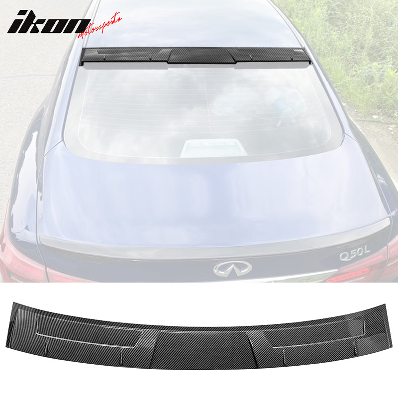 IKON MOTORSPORTS, Roof Spoiler Compatible With 2014-2022 Infiniti Q50, PP V Style Rear Window Visor Wing