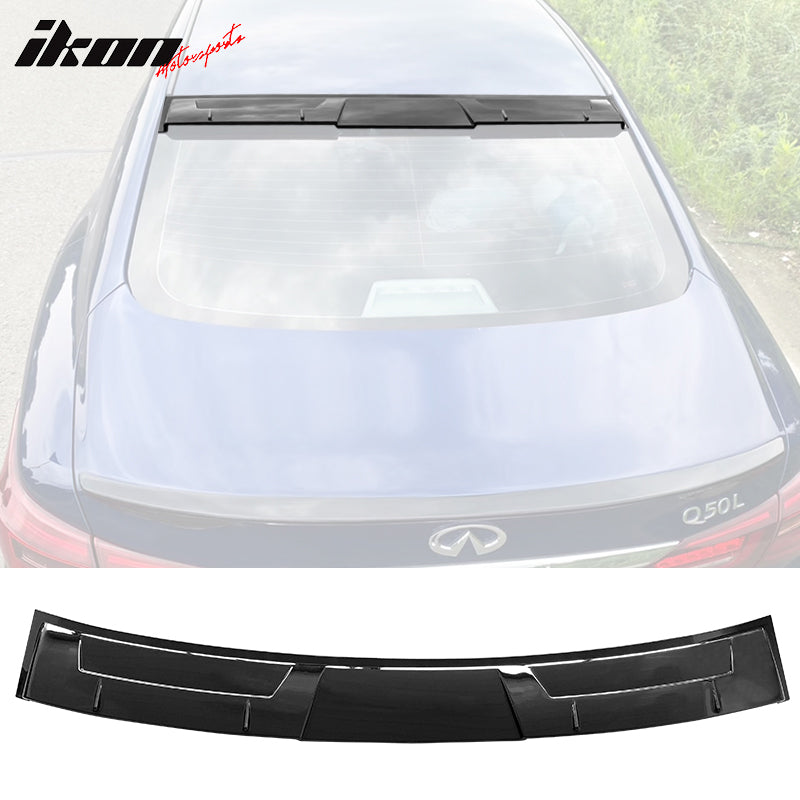 IKON MOTORSPORTS, Roof Spoiler Compatible With 2014-2022 Infiniti Q50, PP V Style Rear Window Visor Wing