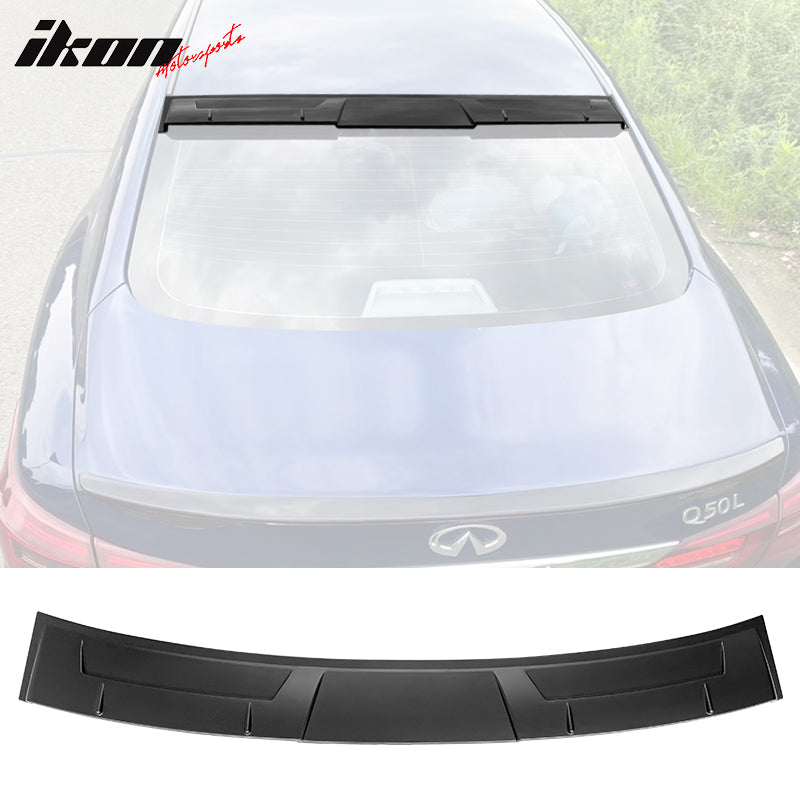 IKON MOTORSPORTS, Roof Spoiler Compatible With 2014-2022 Infiniti Q50, PP V Style Rear Window Visor Wing