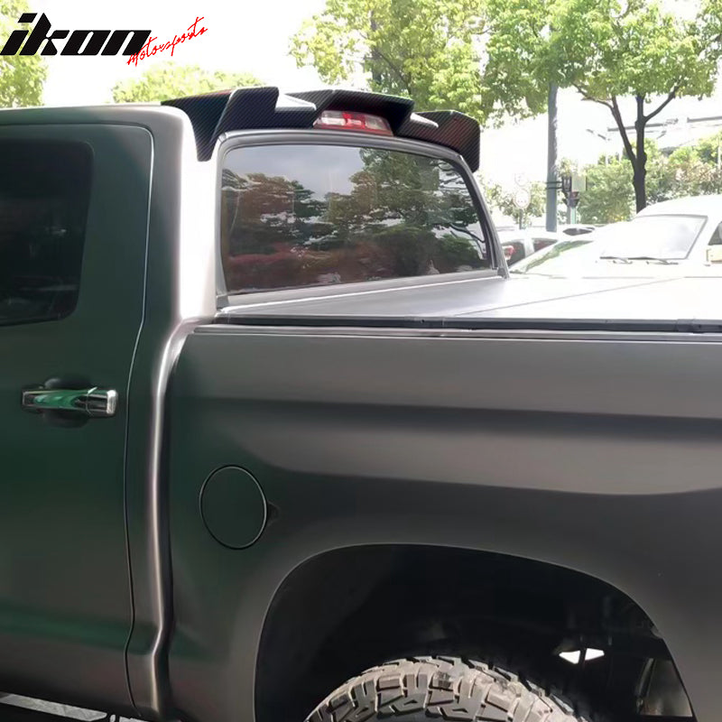 IKON MOTORSPORTS Rear Roof Spoiler, Compatible With 2014-2021 Toyota Tundra All Cab & Bed Size, ABS Top Roof Spoiler Wing