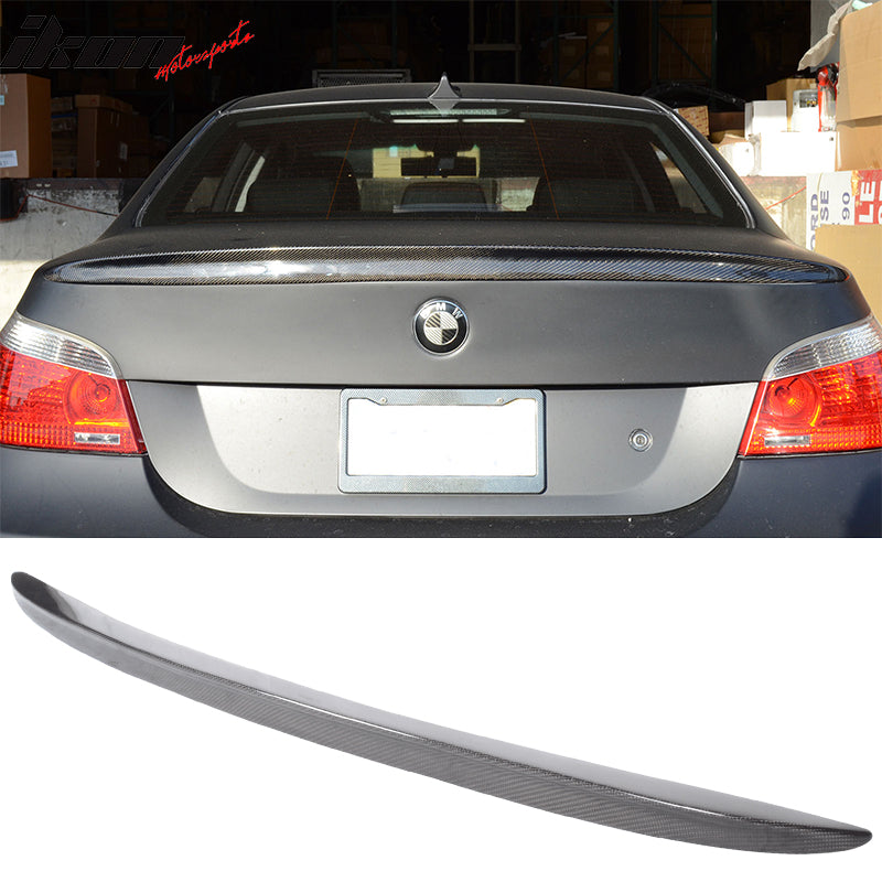 IKON MOTORSPORTS, Trunk Spoiler Compatible With 2004-2010 BMW 5 Series E60 & M5, Matte Carbon Fiber M5 Style Rear Spoiler Wing, 2005 2006 2007 2008 2009