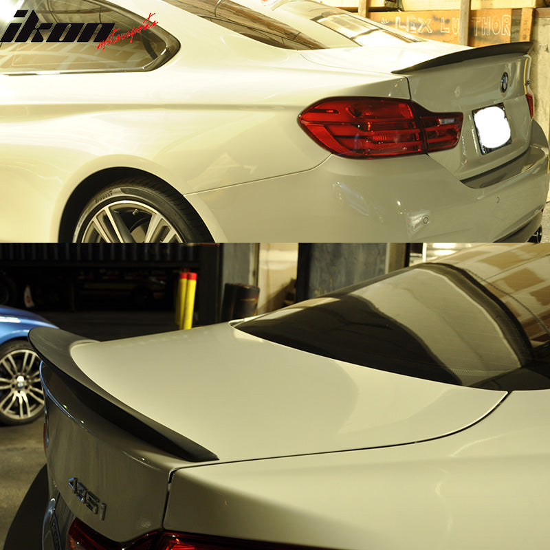 IKON MOTORSPORTS, Trunk Spoiler Compatible with 2014-2020 BMW F32 4 Series, P Style Painted ABS Rear Trunk Lid Spoiler Wing Lip