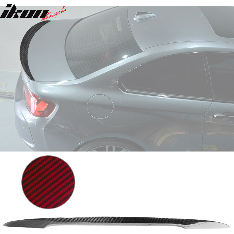 14-21 BMW F87 M2 F22 P Style Red Clear Rear Spoiler Wing Carbon Fiber