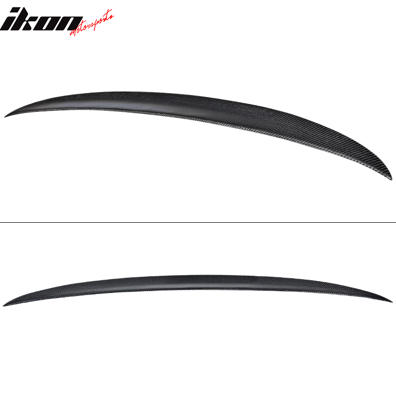 IKON MOTORSPORTS, Trunk Spoiler Compatible With 2017-2023 BMW 5 Series G30 , Matte Carbon Fiber M Style Rear Spoiler Wing, 2018 2019