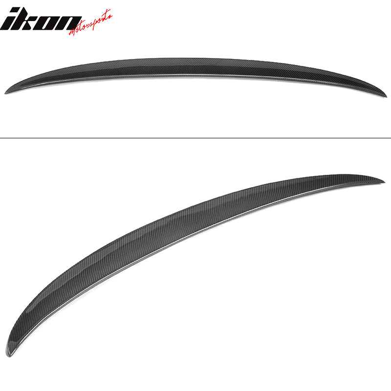 IKON MOTORSPORTS, Trunk Spoiler Compatible With 2017-2023 BMW 5 Series G30 , Matte Carbon Fiber M Style Rear Spoiler Wing, 2018 2019