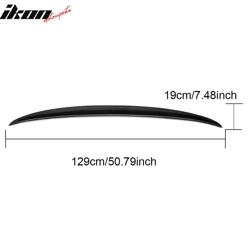 IKON MOTORSPORTS, Trunk Spoiler Compatible With 2017-2023 BMW 5 Series G30 , Matte Carbon Fiber M Style Rear Spoiler Wing, 2018 2019