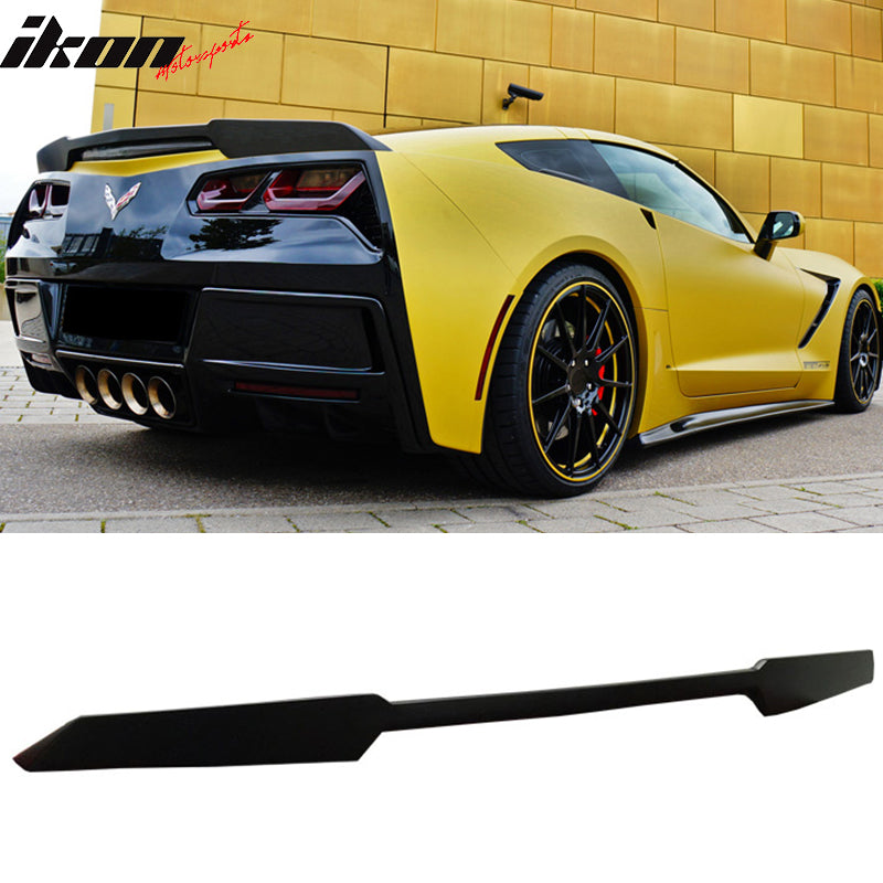 IKON MOTORSPORTS, Trunk Spoiler Compatible With 2014-2019 Chevy Corvette C7, ZR51 Style Unpainted Fiber Glass Car Exterior Rear Spoiler Wing Tail Roof Top Lid, 2015