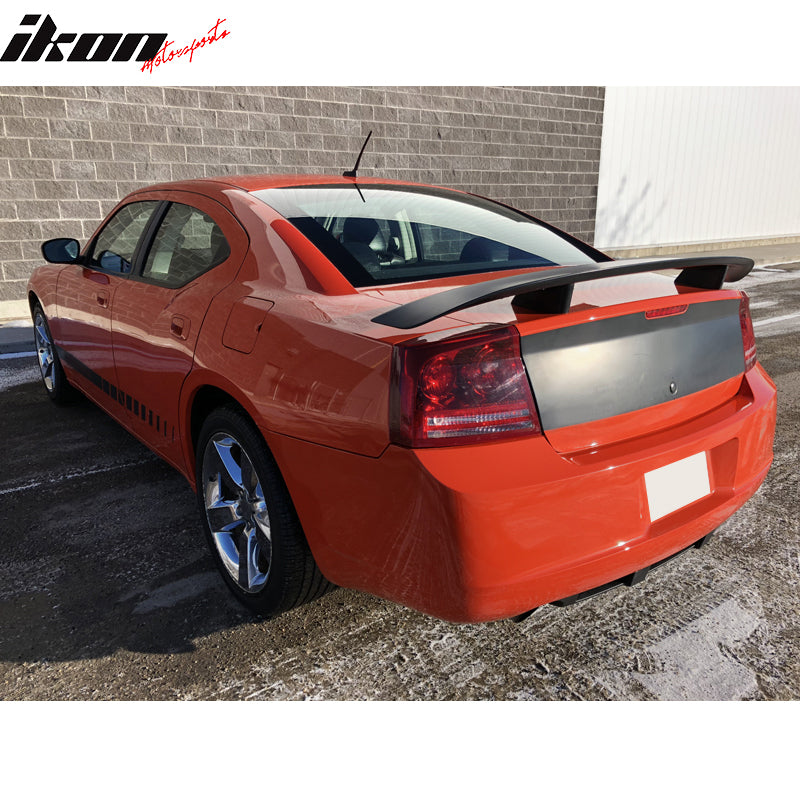 Fits 06-10 Dodge Charger OE Style Trunk Spoiler Wing Lip Primer Matte Black ABS