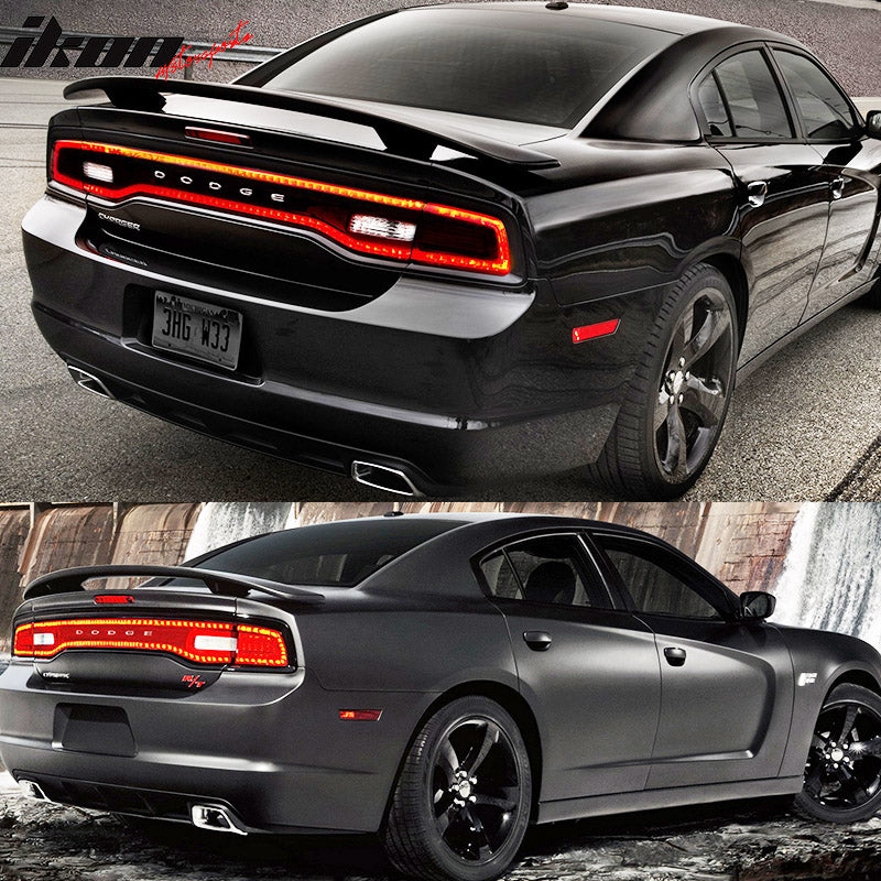 Trunk Spoiler Compatible With 2011-2023 Dodge Charger, ABS Rear Deck Lip Wing by IKON MOTORSPORTS, 2012 2013 2014 2015 2016 2017 2018