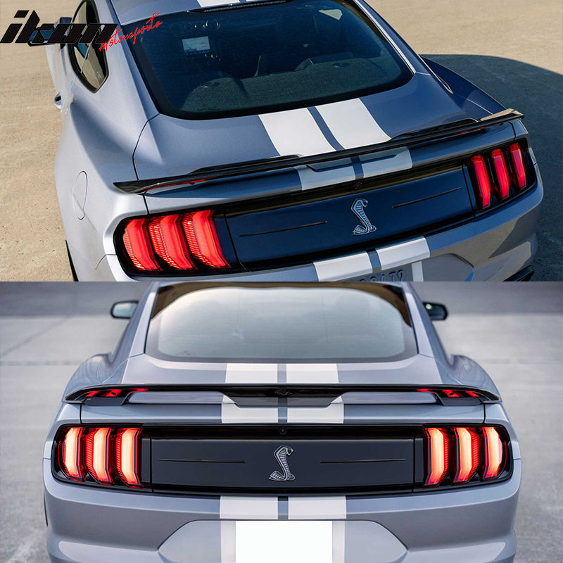 IKON MOTORSPORTS, Trunk Spoiler Compatible With 2015-2022 Ford Mustang Coupe, Rear Trunk Lip Wing Spoiler Rear Lid Wing ABS Plastic GT500 Style, 2016 2017 2018 2019 2020