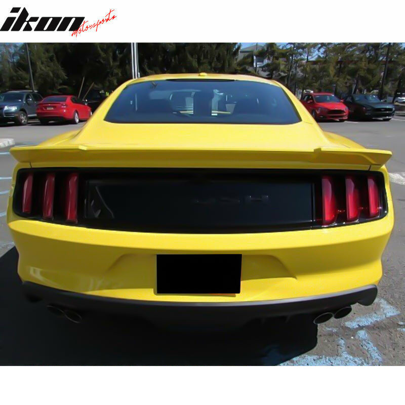 IKON MOTORSPORTS, Rear Trunk Spoiler Compatible With 2015-2023 Ford Mustang Coupe, Trunk Spoiler Wing Lip ABS R Style Painted #H3 - Triple Yellow, 2016 2017 2018 2019 2020