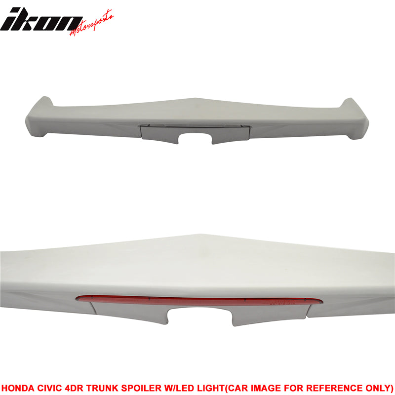 Fits 06-11 Honda Civic 4Dr Rear Trunk Spoiler Wing MD FRP Red LED Brake Light