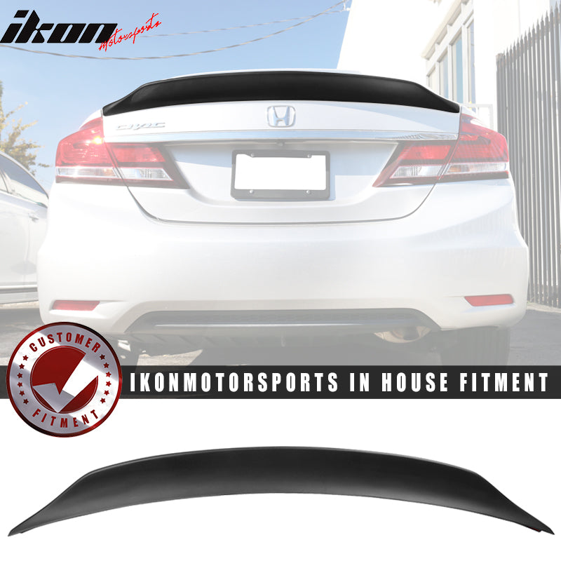 2013-2015 Honda Civic Unpainted Matte Black Rear Spoiler PP Sedan