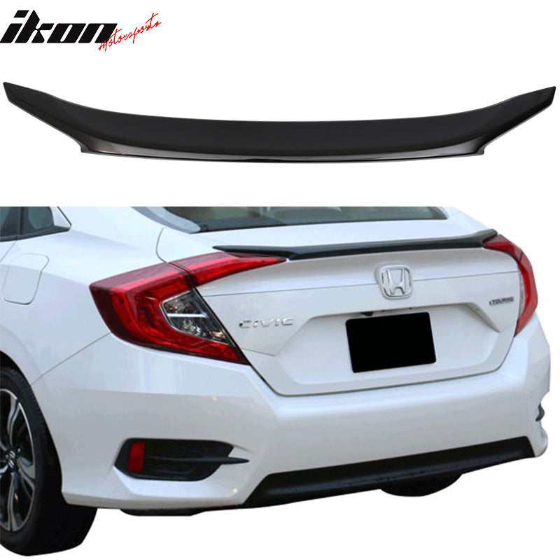 Fits 16-21 Civic X 10th Gen 4Dr JDM Sport Factory Style Trunk Spoiler