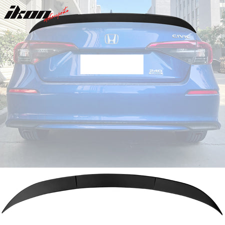 IKON MOTORSPORTS, Rear Trunk Spoiler Compatible With 2022 Honda Civic 11th Gen Sedan, Rear Trunk Spoiler Wing Lip Added on Bodykit Replacement ABS Plastic HPD Style