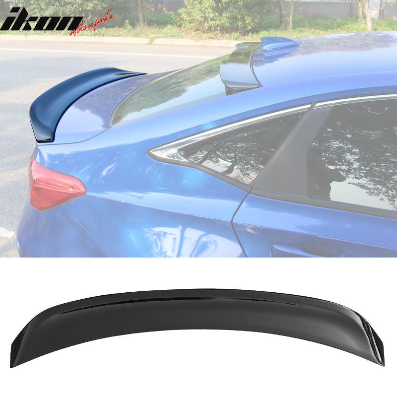 IKON MOTORSPORTS, Duckbill Trunk Spoiler Compatible With 2022 Honda Civic Sedan 4-Door, IKON Style ABS Plastic Rear Tail Trunk Wing Spoiler Lip