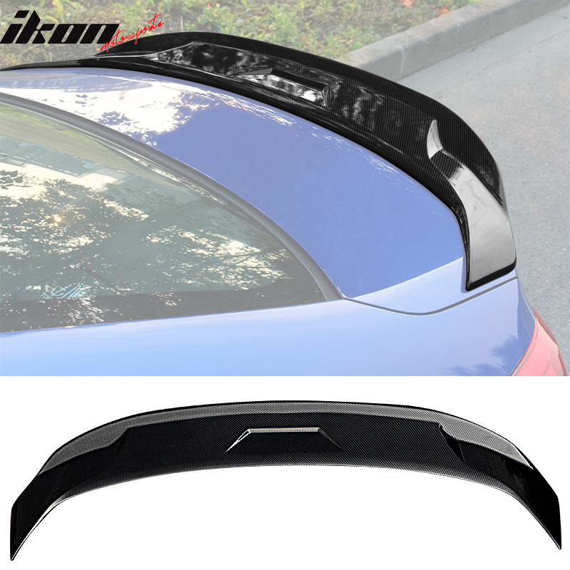 IKON MOTORSPORTS, Trunk Spoiler Compatible With 2022 Honda Civic Sedan 4-Door, JDM Style ABS Plastic Rear Tail Trunk Wing Spoiler Lip