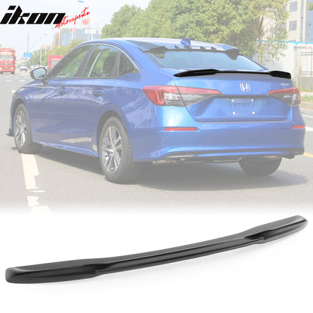 IKON MOTORSPORTS, Trunk Spoiler fits 2022 Honda Civic 11th Gen 4-Door Sedan RS Style Rear Tail Trunk Wing Spoiler Lip ABS Plastic