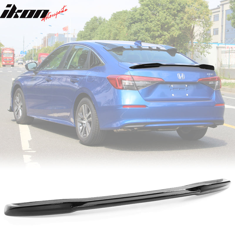 IKON MOTORSPORTS, Trunk Spoiler fits 2022 Honda Civic 11th Gen 4-Door Sedan RS Style Rear Tail Trunk Wing Spoiler Lip ABS Plastic