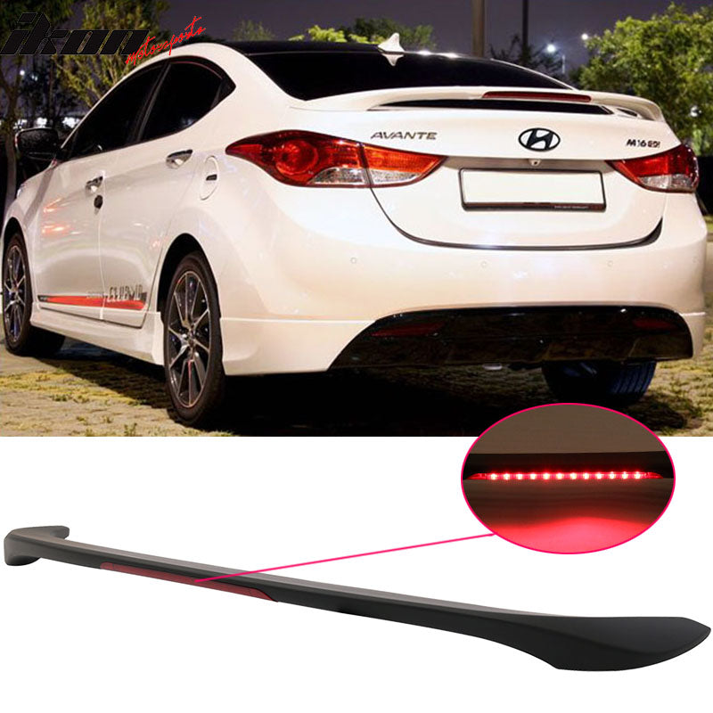 2011-15 Hyundai Elantra OE Style Unpainted Rear Spoiler Wing & LED ABS