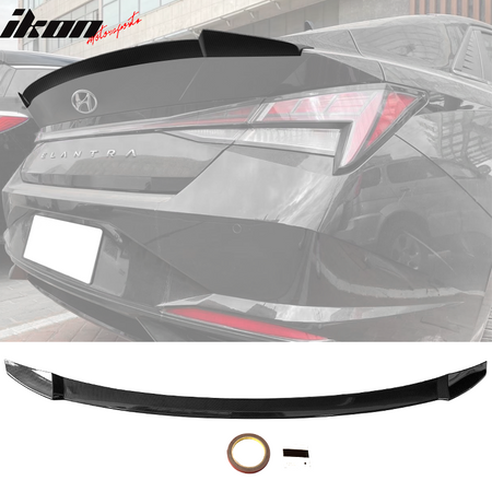 IKON MOTORSPORTS, Trunk Spoiler Compatible With 2021-2022 Hyundai Elantra 4-Door Sedan, M4 Style ABS Plastic Rear Tail Trunk Wing Spoiler