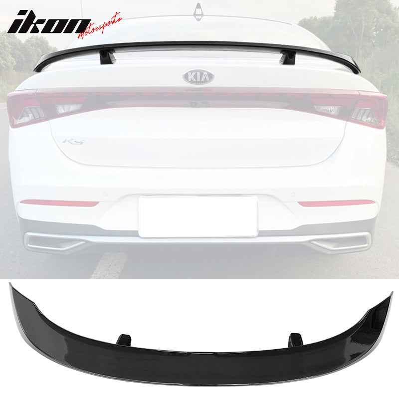 IKON MOTORSPORTS, Rear Trunk Spoiler Compatible With 2021-2023 Kia K5, Rear Trunk Spoiler Wing Lip Added on Bodykit Replacement ABS Plastic MG Style