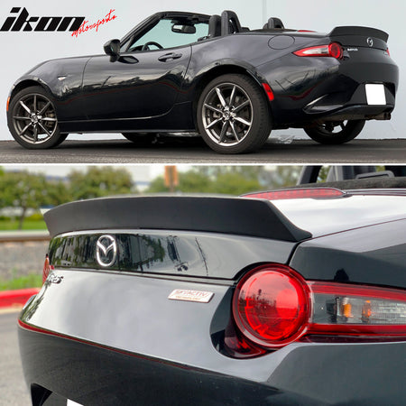 IKON MOTORSPORTS, Trunk Spoiler Compatible With 2016-2023 Mazda MX-5 & MX-5 Miata, Highkick Rear Lid Wing Spoiler