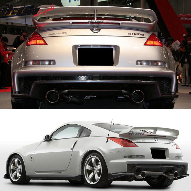 Trunk Spoiler With 3rd Brake Light Compatible With 2003-2009 Nissan 350Z, RS Style Unpainted ABS Car Exterior Trunk Rear Wing Tail Roof Top Lid by IKON MOTORSPORTS, 2004 2005 2006 2007