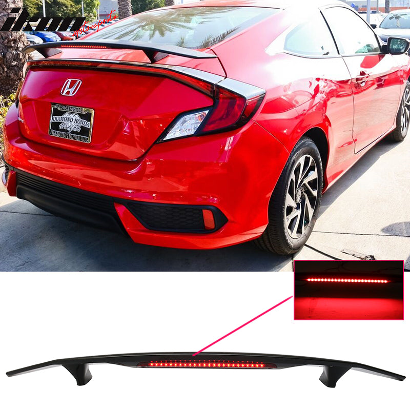 2016-2020 Honda Civic Coupe Rear Spoiler Wing w/ LED 3RD Brake Light