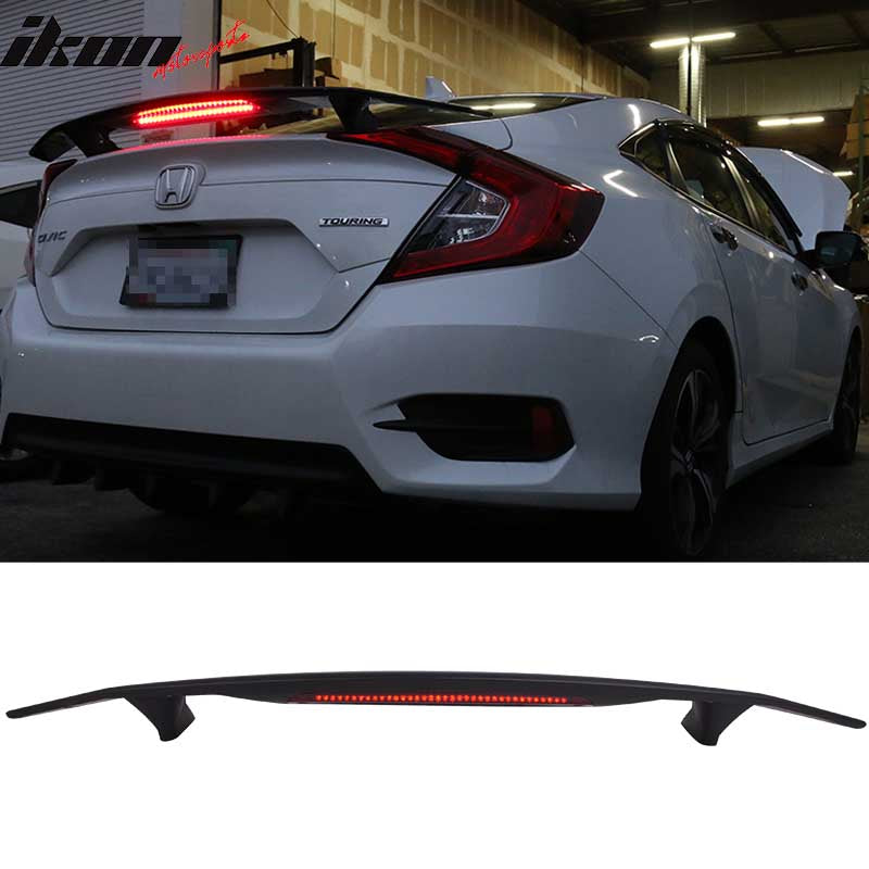 2 Post Universal Trunk Spoiler Wing & 3RD Brake LED Light - ABS