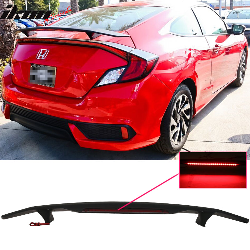 2016-2020 Honda Civic Coupe IKON Style Matte Black Rear Spoiler Wing