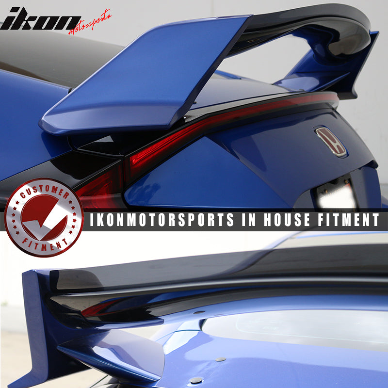 Top Gurney Flap Compatible With 2016-2018 Honda Civic All Trims, Transparent Smoke Acrylic Trunk Boot Lip Spoiler Wing Deck Lid Other Color Available By IKON MOTORSPORTS, 2017