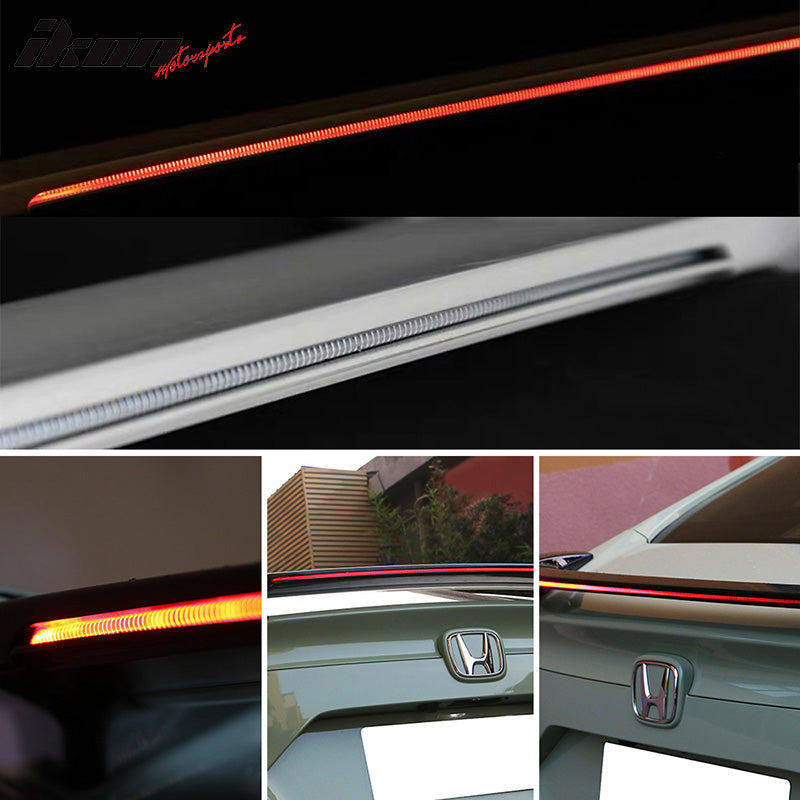 Fits 16-21 Honda Civic 4DR Sedan Long LED Style Trunk Spoiler Matte Black - ABS