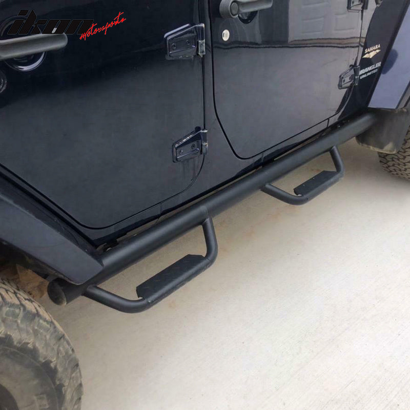 Fits 07-18 Jeep Wrangler JK 4Dr 2PCS Side Step Armor Nerf Bars Running Boards