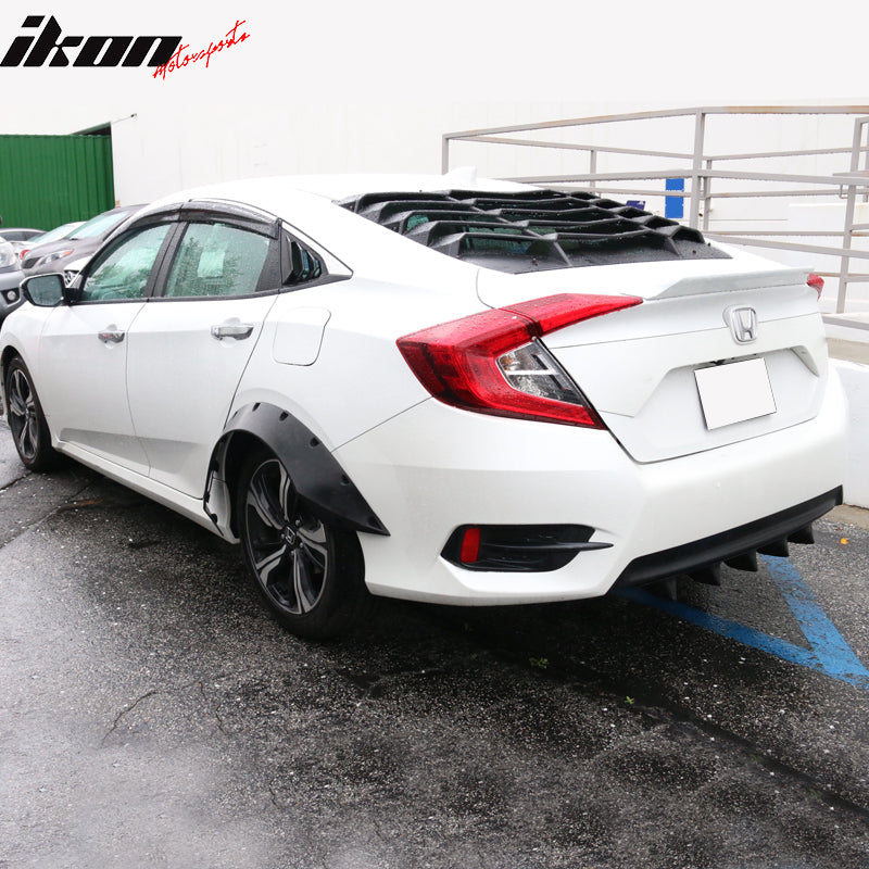 Fits 16-21 Honda Civic Sedan RB Style Rear Wide Body Wheel Arch Fender Flares PU