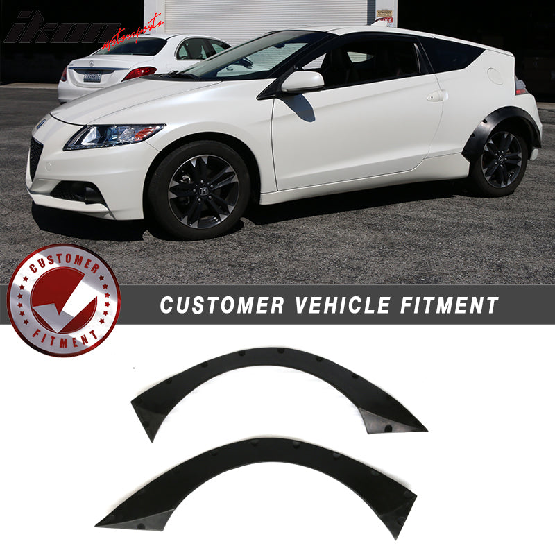 2011-2016 Honda CRZ RB Unpainted Black Rear Wide Body Fender Flares PU