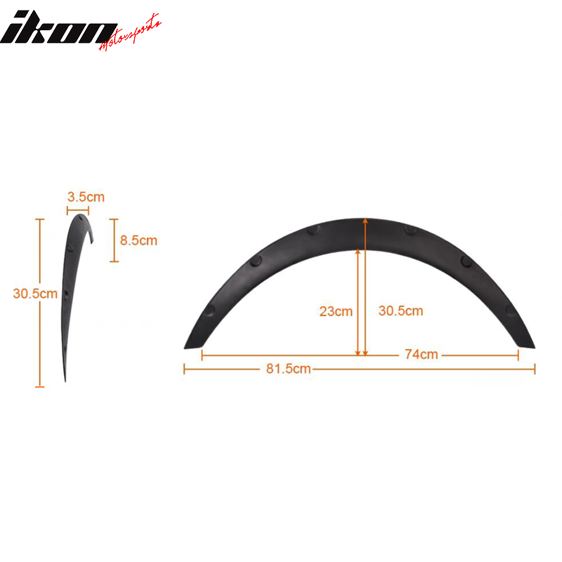 Ikon V2 Universal 50mm Wide PU Fender Flares 4 Pieces Set