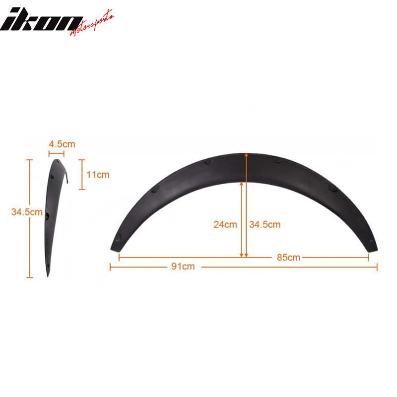 Ikon V2 Universal 70mm Wide PU Fender Flares 4PC Set