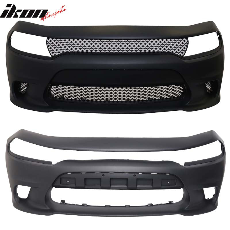 Fits 15-23 Dodge Charger SRT8 Hellcat Front Bumper Cover&Front Lip&Splitter Rod