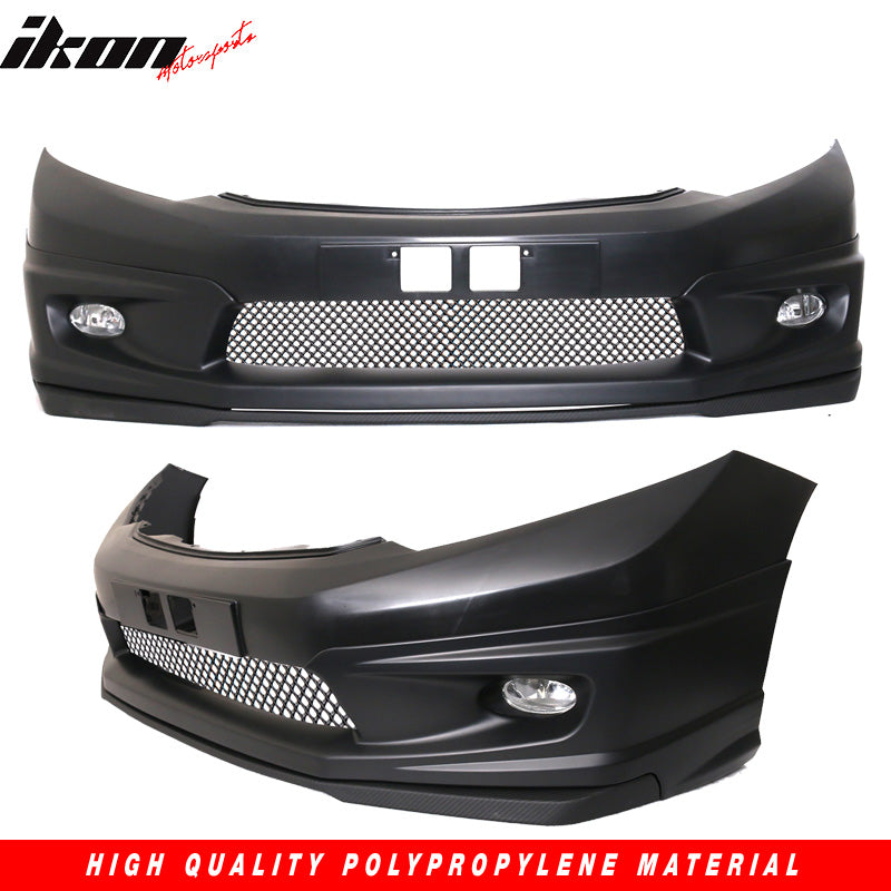 Fits 12-13 Civic Coupe 2 Door JDM Front Bumper Mugen Lip Conversion w/ Foglight