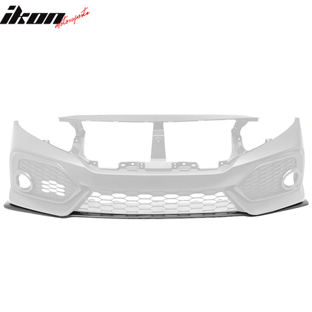 IKON MOTORSPORTS, Front Lip Compatible With 2016-2021 Honda Civic, Factory Style Unpainted PP Front Bumper Lip