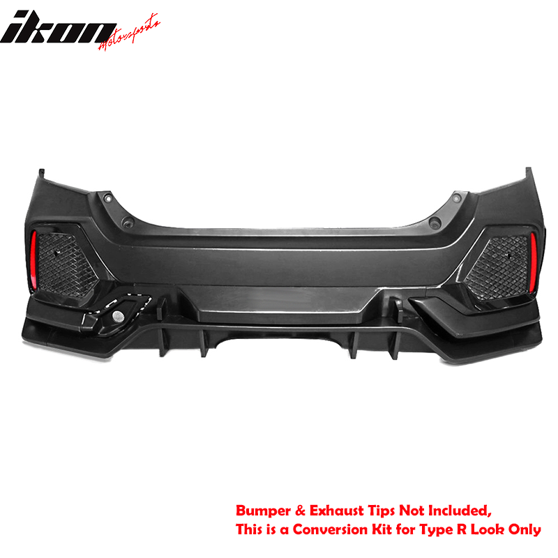 Fits 17-21 Honda Civic Hatchback Type R Rear Bumper Garnish Conversion Kit - PP