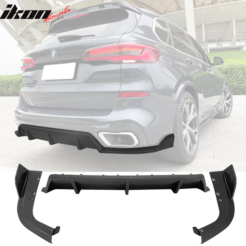 2019-2025 BMW G05 X5 Carbon Fiber Print 3PCS Rear Lip Diffuser ABS PP