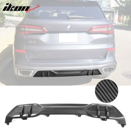 IKON MOTORSPORTS, Rear Bumper Lip Diffuser Compatible With 2019-2021 BMW G05 X5 M Sport, Car Rear Bumper Lip Diffuser Protector PP MP Style